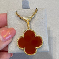 [CLOVER JEWELRY]CLOVER 25MM NECKLACE GOLD CARNELIAN