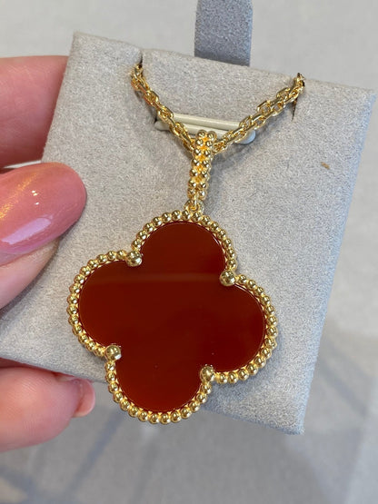 [CLOVER JEWELRY]CLOVER 25MM NECKLACE GOLD CARNELIAN