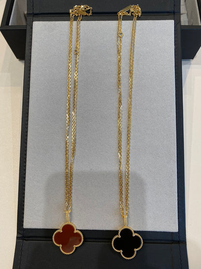 [CLOVER JEWELRY]CLOVER 25MM NECKLACE GOLD CARNELIAN
