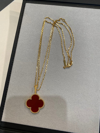 [CLOVER JEWELRY]CLOVER 25MM NECKLACE GOLD CARNELIAN