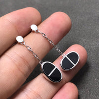 [Clover Jewelry]CHAINE VERSO BLACK CERAMIC SILVER EARRINGS