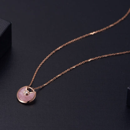 [Clover Jewelry]AMULETTE ROSE GOLD PINK MOP NECKLACE