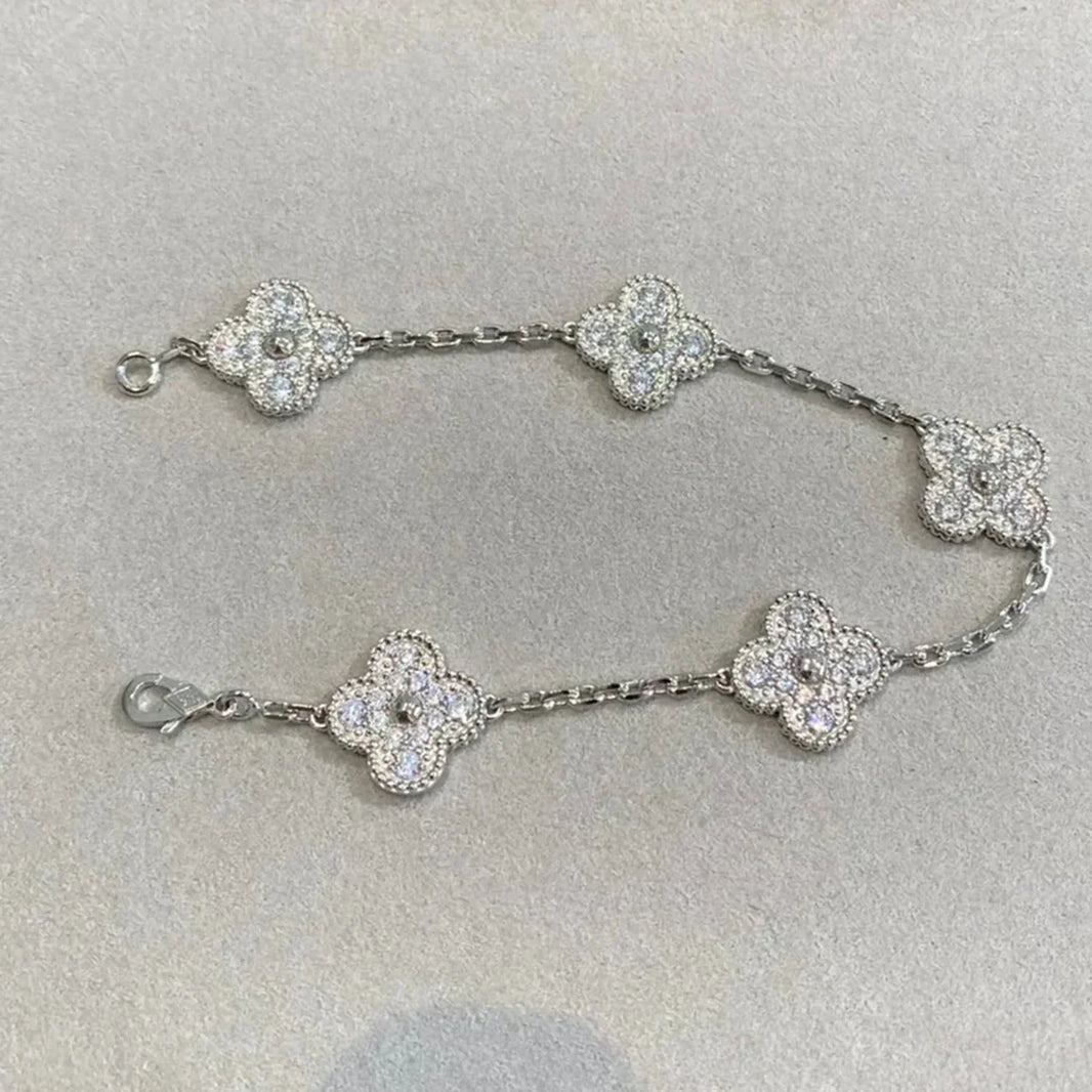 [CLOVER JEWELRY]CLOVER 5 MOTIFS  DIAMOND BRACELET SILVER
