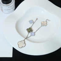 [Clover Jewelry]CLOVER BRACELET 5 MOTIFS MOP CHALCEDONY SILVER