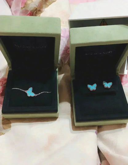 [CLOVER JEWELRY]BUTTERFLY TURQUOISE EARRINGS SILVER