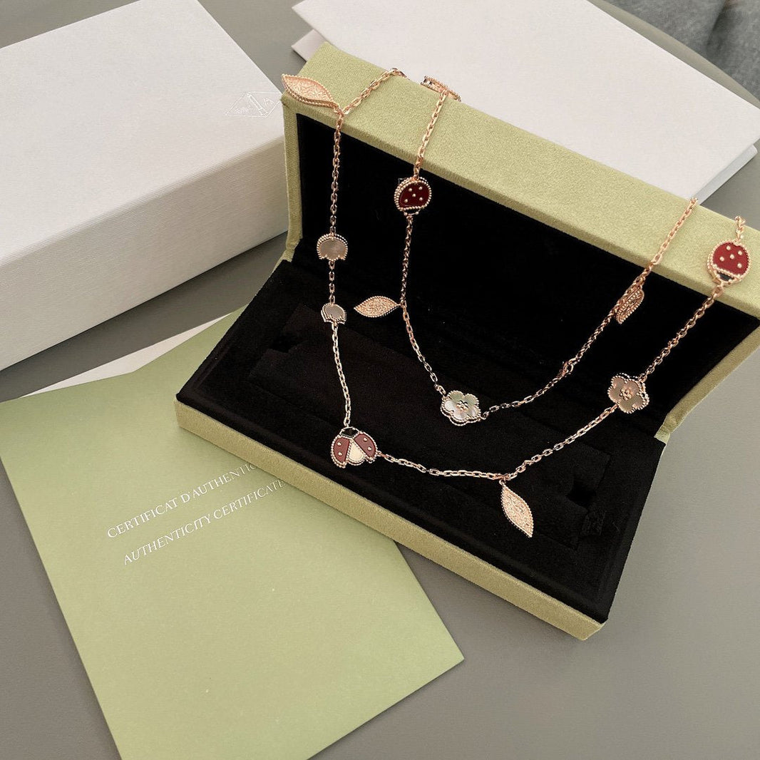 [CLOVER JEWELRY]LUCKY SPRING 15 MOTIFS ROSE GOLD NECKLACE