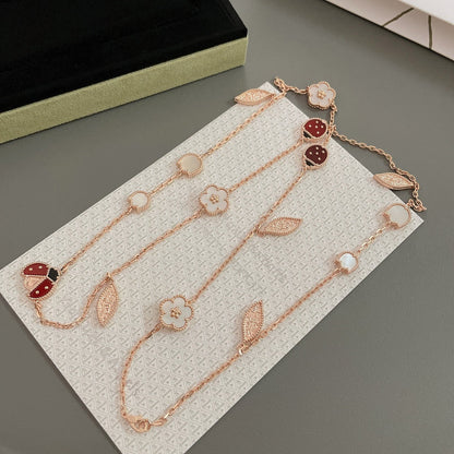 [CLOVER JEWELRY]LUCKY SPRING 15 MOTIFS ROSE GOLD NECKLACE