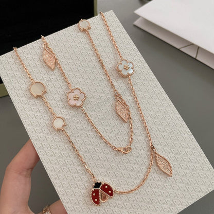 [CLOVER JEWELRY]LUCKY SPRING 15 MOTIFS ROSE GOLD NECKLACE