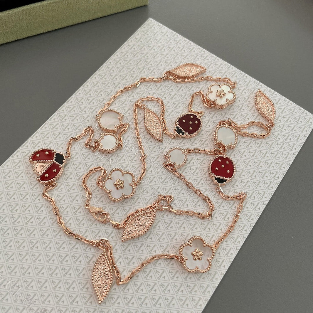 [CLOVER JEWELRY]LUCKY SPRING 15 MOTIFS ROSE GOLD NECKLACE