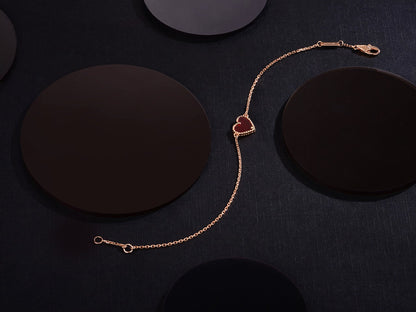 [CLOVER JEWELRY]HEART CARNELIAN PINK GOLD BRACELET