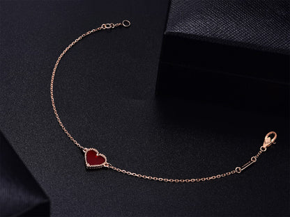 [CLOVER JEWELRY]HEART CARNELIAN PINK GOLD BRACELET