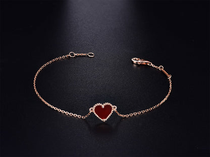 [CLOVER JEWELRY]HEART CARNELIAN PINK GOLD BRACELET