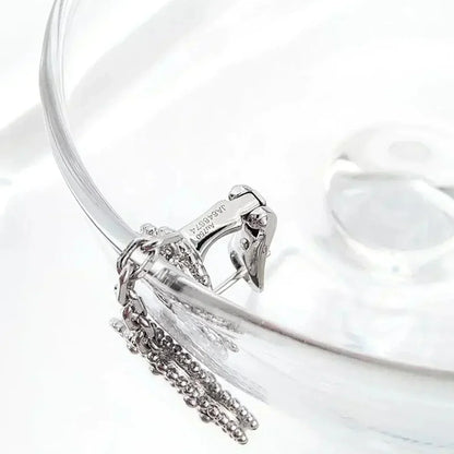 [CLOVER JEWELRY]CLOVER 2 MOTIFS  DIAMOND ONYX EARRINGS SILVER