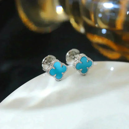 [Clover Jewelry]CLOVER MINI 9.5MM ONYX STUD EARRINGS SILVER