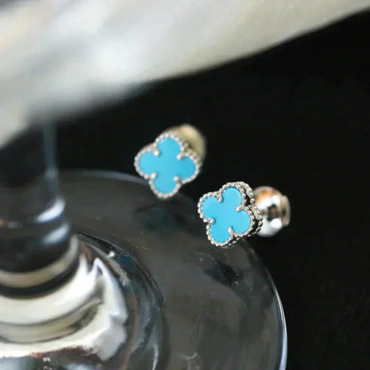 [Clover Jewelry]CLOVER MINI 9.5MM ONYX STUD EARRINGS SILVER
