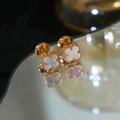 [Clover Jewelry]CLOVER MINI 9.5MM WHITE MOP EARRINGS