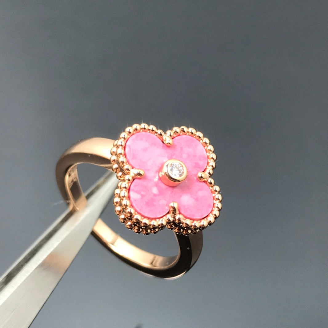 [CLOVER JEWELRY]CLOVER RHODONITE ROSE GOLD RING