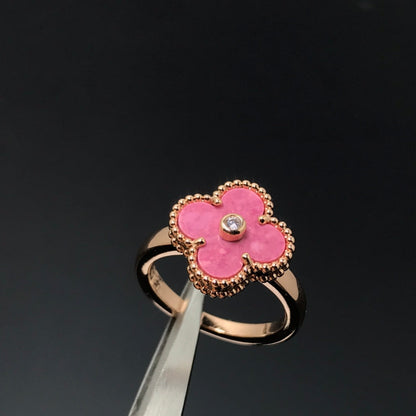 [CLOVER JEWELRY]CLOVER RHODONITE ROSE GOLD RING