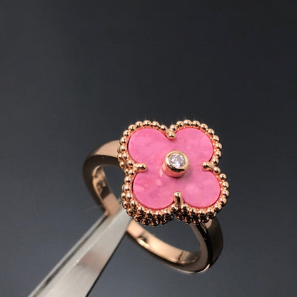 [CLOVER JEWELRY]CLOVER RHODONITE ROSE GOLD RING