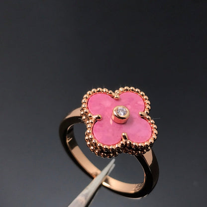 [CLOVER JEWELRY]CLOVER RHODONITE ROSE GOLD RING