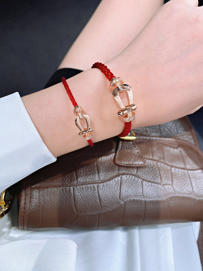 [Clover Jewelry]FORCE 10 HALF DIAMOND PINK GOLD RED CORDERI LARGE AND MEDIUM MODEL