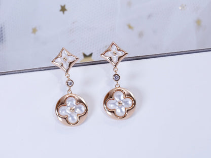 [Clover Jewelry]STAR AND SUN PINK GOLD MOP DROP EARRINGS
