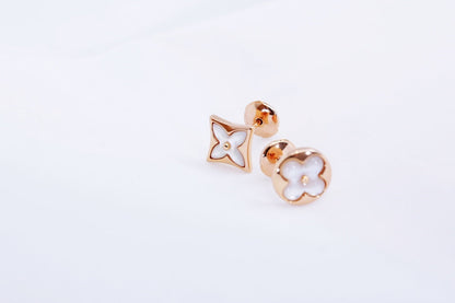 [Clover Jewelry]STAR AND SUN PINK GOLD MOP STUD EARRINGS
