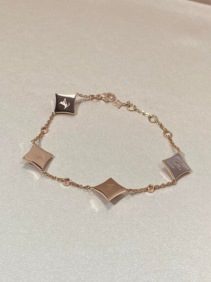 [Clover Jewelry]STAR 4 MOTIF MOP DIAMOND PINK GOLD BRACELET
