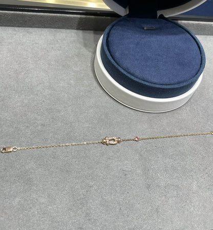 [Clover Jewelry]FORCE 10 DIAMOND CHAIN LINK PINK GOLD BRACELET