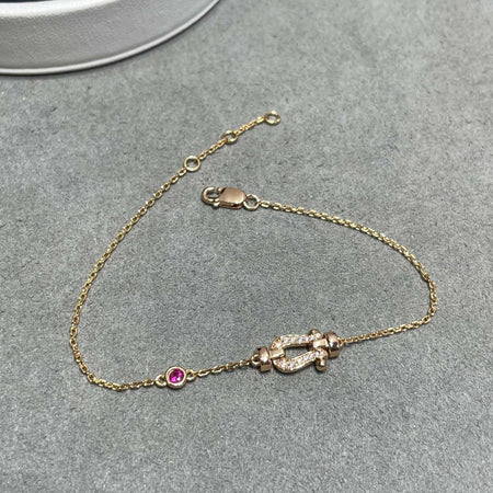 [Clover Jewelry]FORCE 10 DIAMOND CHAIN LINK PINK GOLD BRACELET