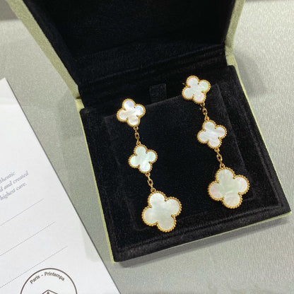 [CLOVER JEWELRY]CLOVER MOP 3 MOTIFS GOLD EARRINGS