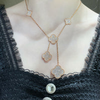 [CLOVER JEWELRY]CLOVER 6 MOTIF DIAMOND PAVED NECKLACE
