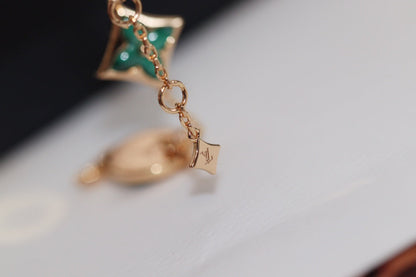 [Clover Jewelry]STAR AND SUN 4 MOTIF PINK GOLD MALACHITE BRACELET