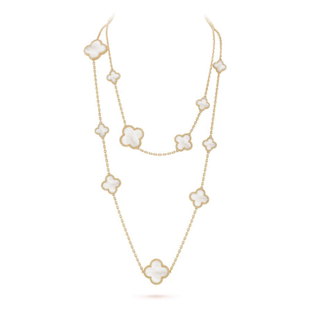 [CLOVER JEWELRY]CLOVER 16 MOTIF WHITE MOP GOLD NECKLACE
