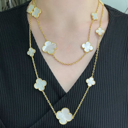 [CLOVER JEWELRY]CLOVER 16 MOTIF WHITE MOP GOLD NECKLACE