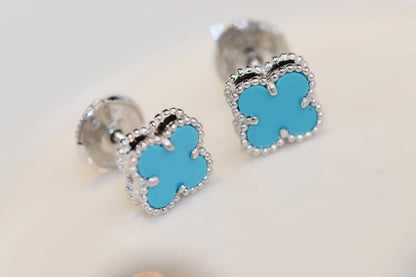 [Clover Jewelry]CLOVER MINI TURQUOISE SILVER STUD EARRINGS