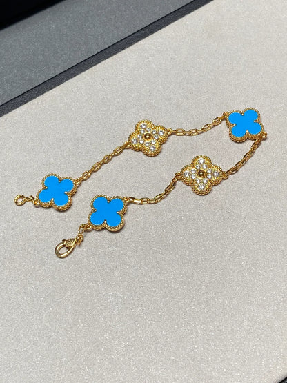[Clover Jewelry] CLOVER 5 MOTIF BLUE AGATE BRACELET COLLECTION
