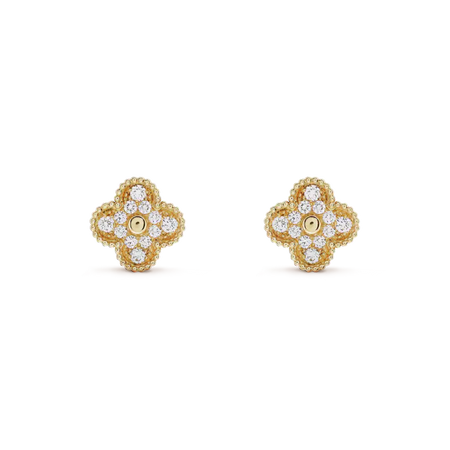 [Clover Jewelry]CLOVER MEDIUM 1 MOTIFS FUll DIAMOND EARRINGS