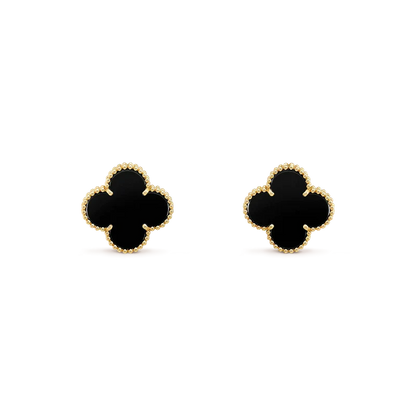 [Clover Jewelry]CLOVER MEDIUM 1 MOTIFS  ONYX STUD EARRINGS