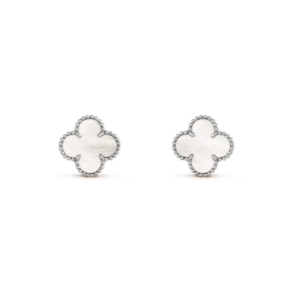 [Clover Jewelry]CLOVER MEDIUM 1 MOTIFS  WHITE MOP EARRINGS SILVER
