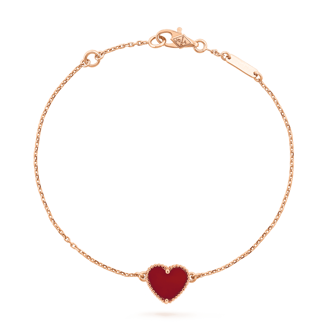 [CLOVER JEWELRY]HEART CARNELIAN PINK GOLD BRACELET