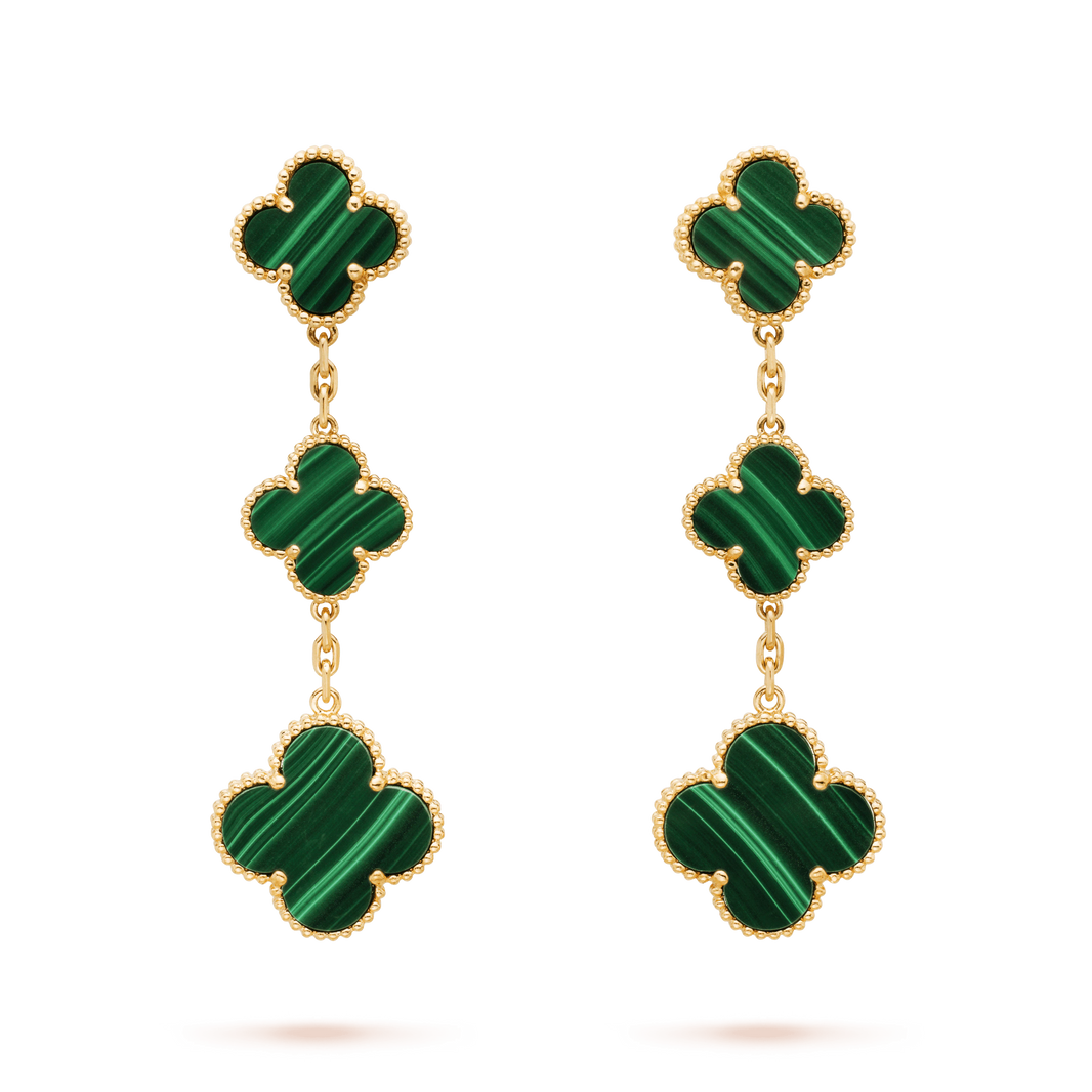 [CLOVER JEWELRY]CLOVER MALACHITE 3 MOTIFS GOLD