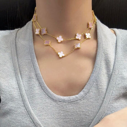 [CLOVER JEWELRY]CLOVER 20 MOTIFS PINK MOP NECKLACE