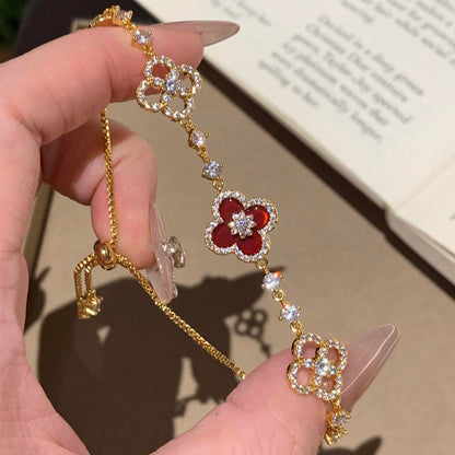 [Clover Jewelry]CLOVER 5 MOTIF PINK BLUE RED WHITE BRACELET