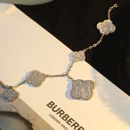 [Clover Jewelry]CLOVER BRACELET 5 MOTIF SILVER DIAMOND PAVED