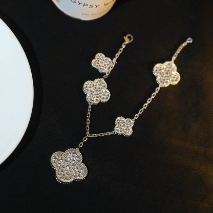 [Clover Jewelry]CLOVER BRACELET 5 MOTIF SILVER DIAMOND PAVED