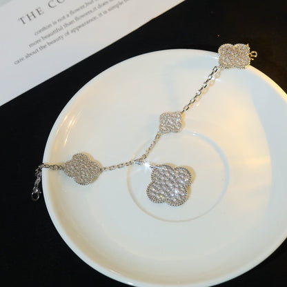 [Clover Jewelry]CLOVER BRACELET 5 MOTIF SILVER DIAMOND PAVED