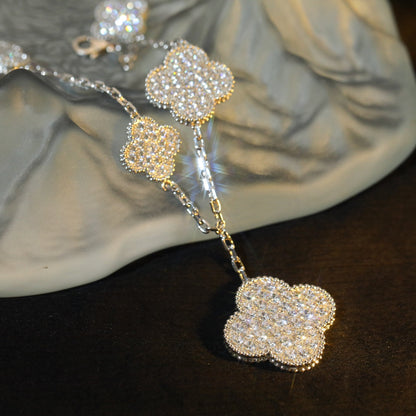 [Clover Jewelry]CLOVER BRACELET 5 MOTIF SILVER DIAMOND PAVED