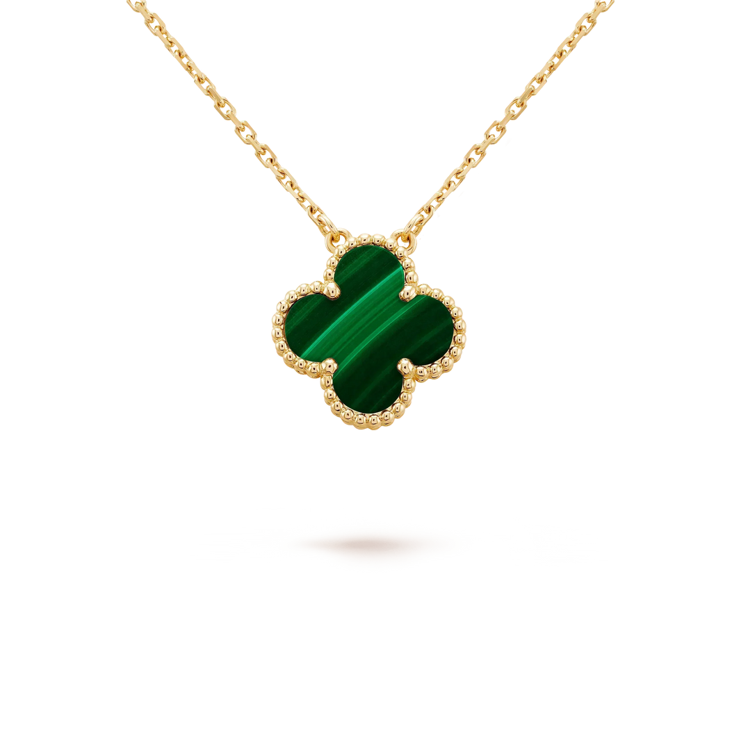 [Clover Jewelry]CLOVER 15MM MALACHITE SINGLE FLOWER  NECKLACE