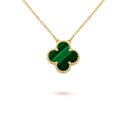 [Clover Jewelry]CLOVER 15MM MALACHITE SINGLE FLOWER  NECKLACE